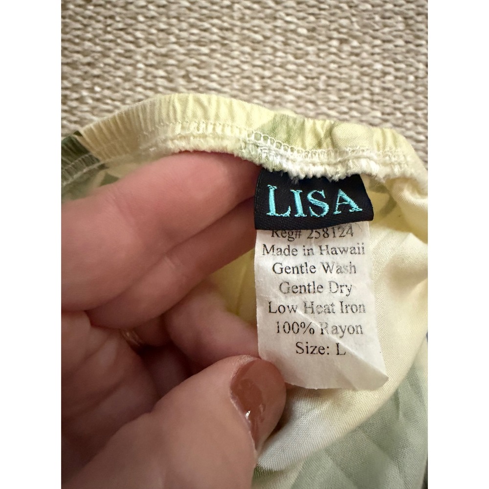 Lisa Hawaii Yellow Tropical Floral Orchid Plumeria Rayon Maxi Skirt midi classic - Picture 6 of 7
